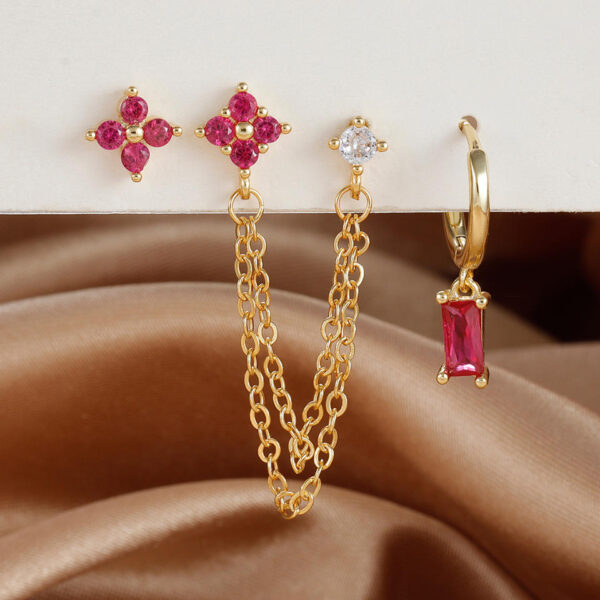 3pcs Exquisite Stainless Steel 12 Constellation Birthstone Earrings Set For - Image 13