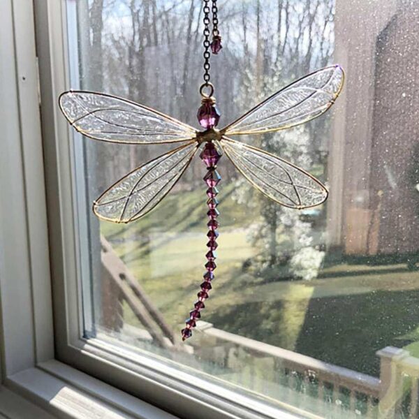 Creative Metal Wing Dragonfly Crystal Suncatcher Garden Wind Chimes Butterfly - Image 4