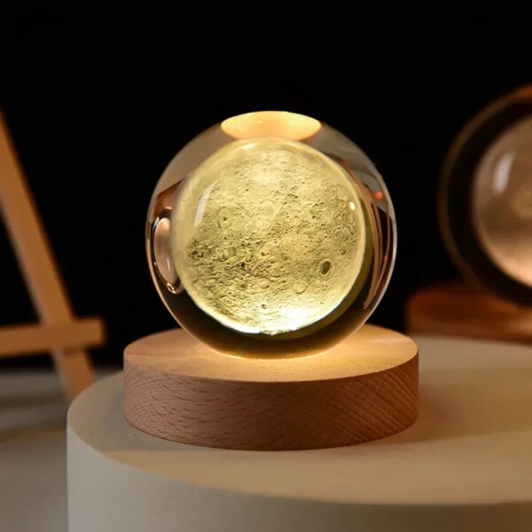 6cm 3d Crystal Ball Glass Planet Led Warm Night Light - Image 21