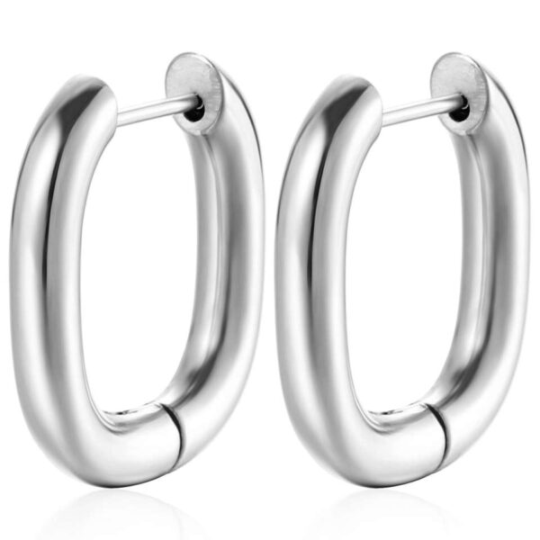 2pcs New Gold Color Square Hoop Earrings Women Men Stainless - Image 10