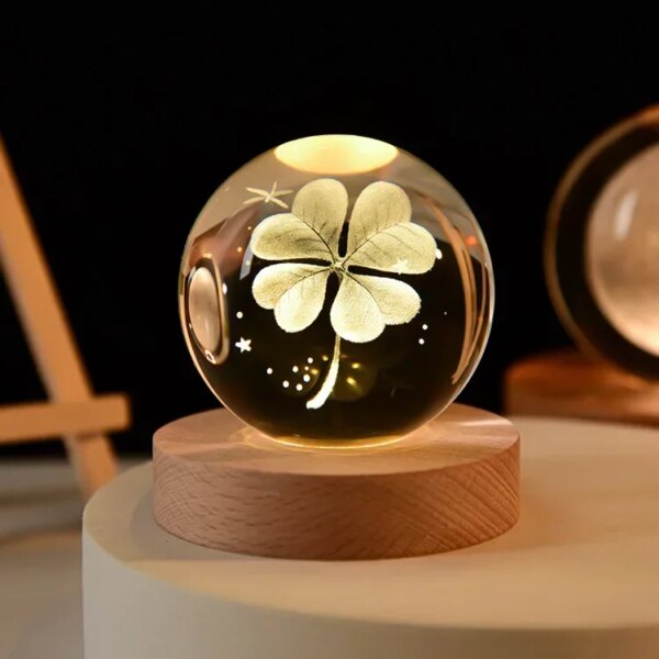 6cm 3d Crystal Ball Glass Planet Led Warm Night Light - Image 28