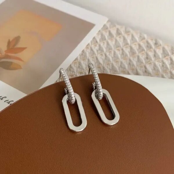 Retro Double Loop Design Drop Earrings Gold Color Geometric Round - Image 11