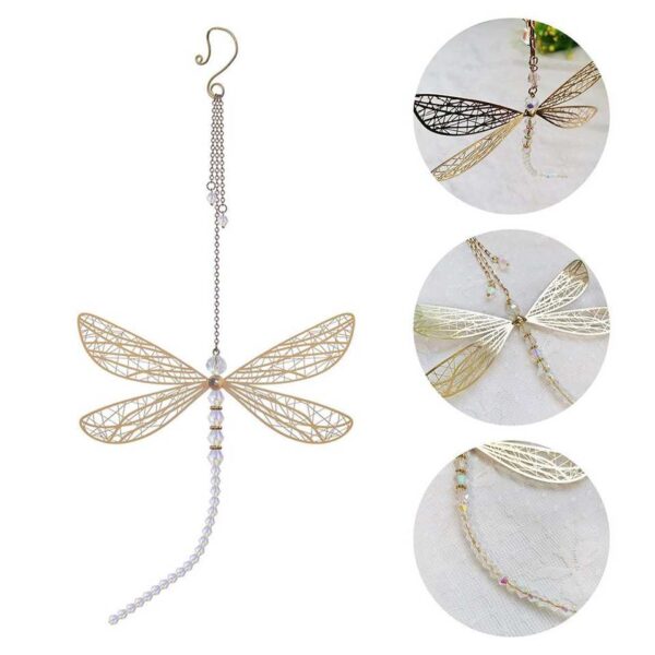 Creative Metal Wing Dragonfly Crystal Suncatcher Garden Wind Chimes Butterfly - Image 5