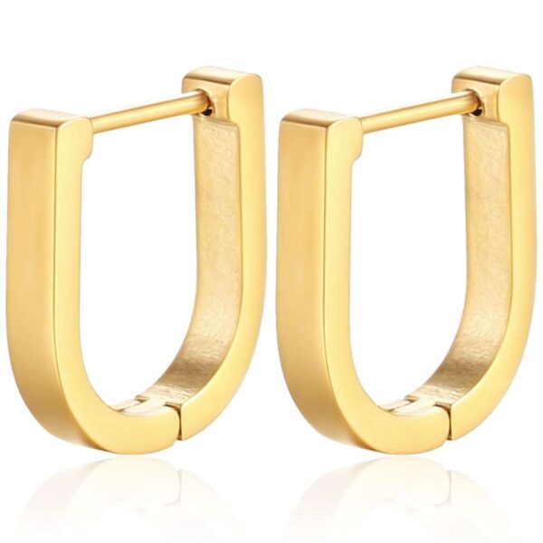 2pcs New Gold Color Square Hoop Earrings Women Men Stainless - Image 11