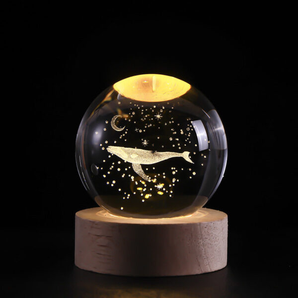 6cm 3d Crystal Ball Glass Planet Led Warm Night Light - Image 10