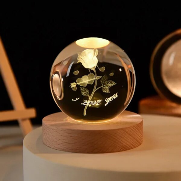 6cm 3d Crystal Ball Glass Planet Led Warm Night Light - Image 26