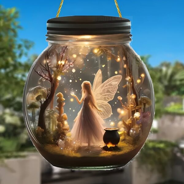 Boho Fairy Solar Jar Hanging Signage Enchanted Forest Themed Acrylic - Image 2