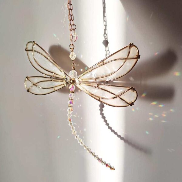 Creative Metal Wing Dragonfly Crystal Suncatcher Garden Wind Chimes Butterfly - Image 3