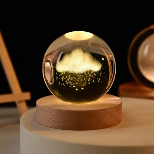 6cm 3d Crystal Ball Glass Planet Led Warm Night Light - Image 19