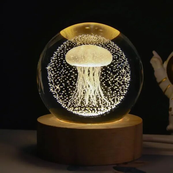 6cm 3d Crystal Ball Glass Planet Led Warm Night Light - Image 12