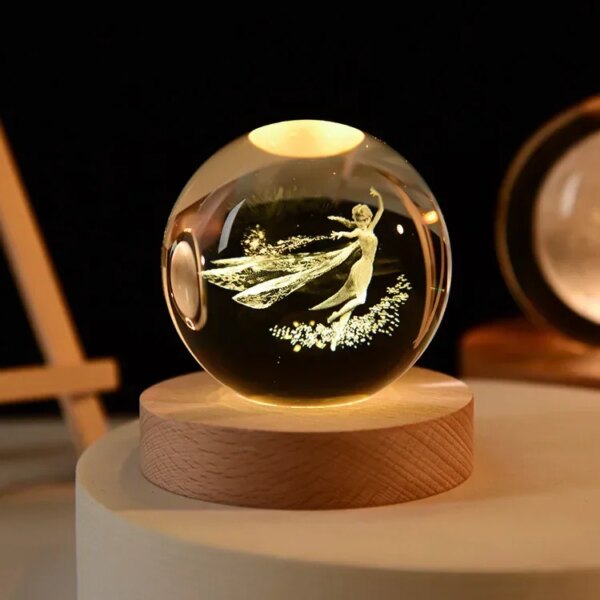 6cm 3d Crystal Ball Glass Planet Led Warm Night Light - Image 27