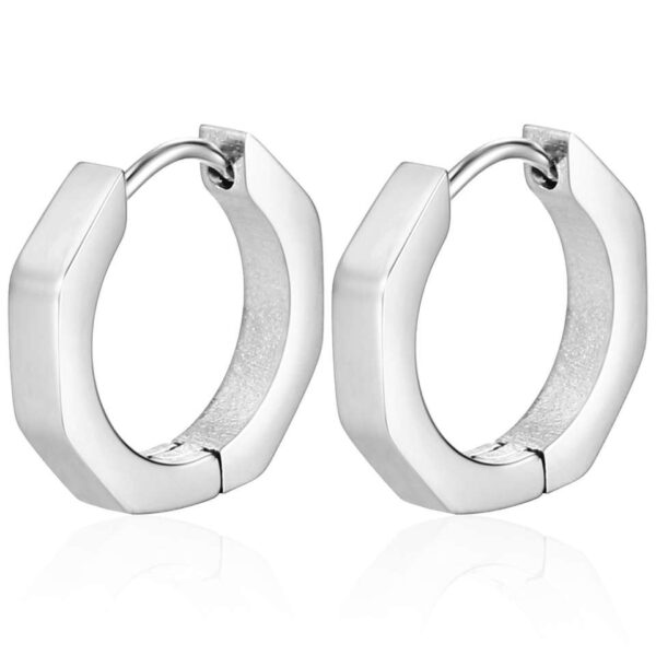 2pcs New Gold Color Square Hoop Earrings Women Men Stainless - Image 12