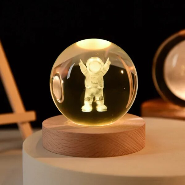 6cm 3d Crystal Ball Glass Planet Led Warm Night Light - Image 29