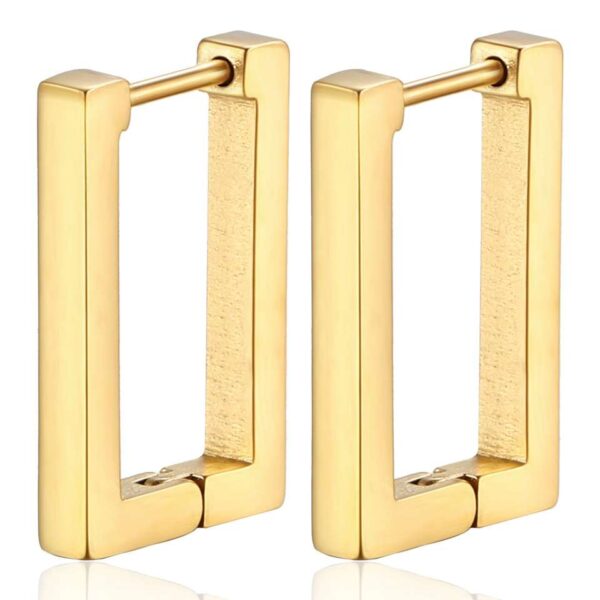 2pcs New Gold Color Square Hoop Earrings Women Men Stainless - Image 23