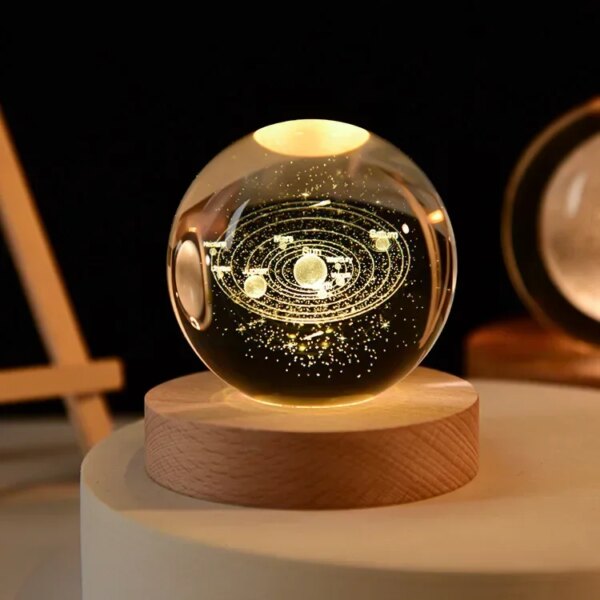 6cm 3d Crystal Ball Glass Planet Led Warm Night Light - Image 23