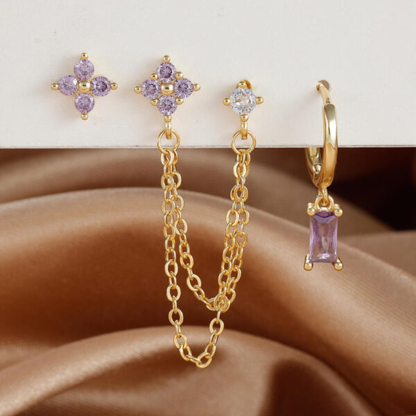 3pcs Exquisite Stainless Steel 12 Constellation Birthstone Earrings Set For - Image 14