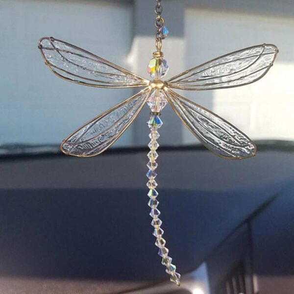 Creative Metal Wing Dragonfly Crystal Suncatcher Garden Wind Chimes Butterfly - Image 2