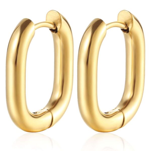 2pcs New Gold Color Square Hoop Earrings Women Men Stainless - Image 14