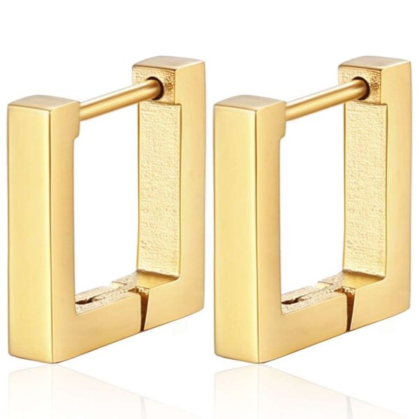 2pcs New Gold Color Square Hoop Earrings Women Men Stainless - Image 19