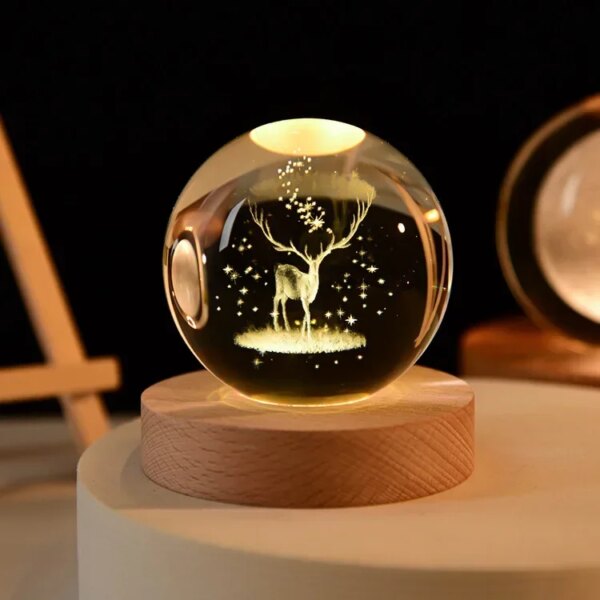 6cm 3d Crystal Ball Glass Planet Led Warm Night Light - Image 15