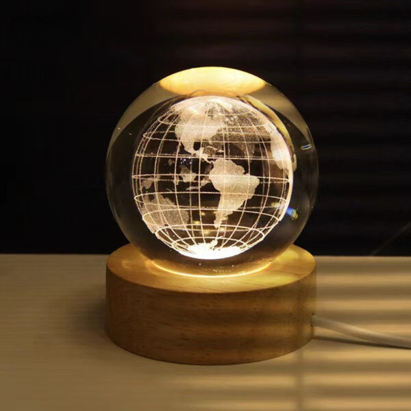 6cm 3d Crystal Ball Glass Planet Led Warm Night Light - Image 7