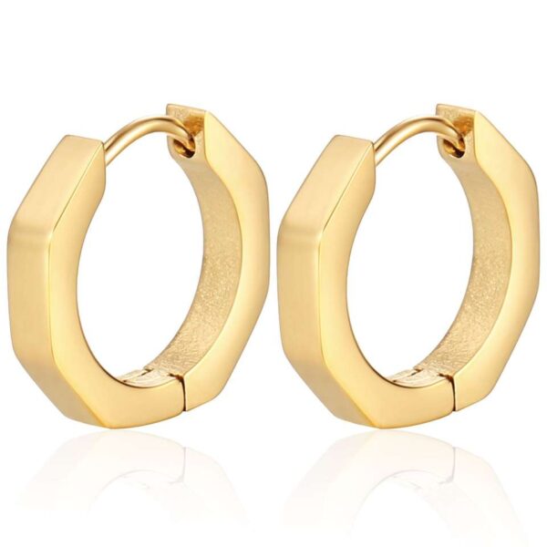 2pcs New Gold Color Square Hoop Earrings Women Men Stainless - Image 13