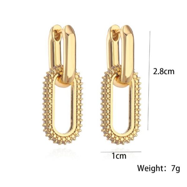 Retro Double Loop Design Drop Earrings Gold Color Geometric Round - Image 6