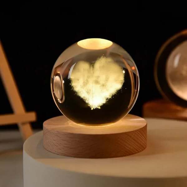 6cm 3d Crystal Ball Glass Planet Led Warm Night Light - Image 18